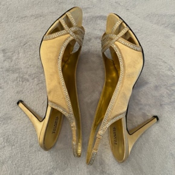 Valenti Franco Women's High Heels Sequin 10 Gold - Picture 14 of 16